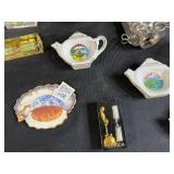 Vintage Souvenir Collectibles and Kitchenware Lot with Ceramic Tea Bag Holders and Miniatures