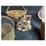 Assorted Collectibles, Bracelets, Plush Toys and Decor in Picnic Basket