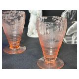 Collection of Vintage Figurines and Art Glass Including Florida Glass, Etched Pink Glass, and Crystal Paperweights