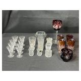 Crystal and Cut Glass Tableware Collection Including Goblets, Tumblers, and Vases