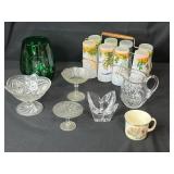 Collection of Vintage Glassware and Crystal including Tumblers, Cups, and Bowls