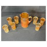 Iridescent Glass Depression Glass Pitcher and Tumblers
