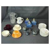 Vintage Mixed Collection of Glassware, Pottery, Porcelain, Teacups and Refillable Decorative Perfume Bottles w Orig Boxes