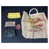 Set of Vintage Handbags Including Florida Souvenir Tote and Coin Purses