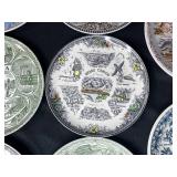Collection of Vintage Souvenir Plates Featuring US States and Canada