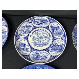 Set of Blue and White Souvenir Collector Plates - Landmarks and Scenes