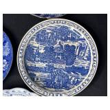 Set of Blue and White Souvenir Collector Plates - Landmarks and Scenes