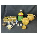 Mixed Lot of Vintage Pottery Kitchenware and Figurines - inc pc of signed pottery