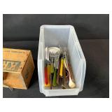 Vintage Kitchen and Utensil Lot with Ice Cream Maker, Copper Teapot, and Collectibles