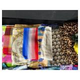 Collection of Assorted Colorful Vintage Scarves and Handkerchiefs