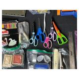 Crafting Lot Including Scissors, Paper Trimmers, Colored Pencils, Rulers, Tape, and More