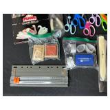 Crafting Lot Including Scissors, Paper Trimmers, Colored Pencils, Rulers, Tape, and More
