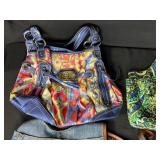 Collection of Handbags and Purses Including Leather, Denim, and Patterned Styles