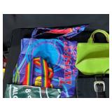 Set of Assorted Handbags and Tote Bags Including Beaded, Woven, and Themed Designs