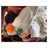 Vintage Samsonite Suitcase Filled with Assorted Scarves and Fabric Accessories