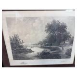 Framed Landscape Artwork Lot: Lillemark Signed Oil Painting & 2 B.Thomas Etchings