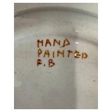 Vintage Hand Painted China Lot with Plates, Pitcher, Mugs, and Green Glass Jar - inc Nippon