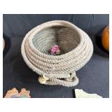 Native American-Inspired Decor Collection with Pottery, Basket, Gourd, and Brass Plate