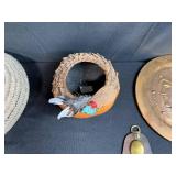 Native American-Inspired Decor Collection with Pottery, Basket, Gourd, and Brass Plate