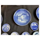 Collection of Orrefors Sweden Crystal, Carnival Glass Bowl, and Blue Commemorative Plates
