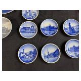 Collection of Orrefors Sweden Crystal, Carnival Glass Bowl, and Blue Commemorative Plates