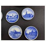 Collection of Orrefors Sweden Crystal, Carnival Glass Bowl, and Blue Commemorative Plates