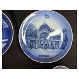 Collection of Orrefors Sweden Crystal, Carnival Glass Bowl, and Blue Commemorative Plates