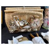 Vintage Jewelry Lot with Shell Purse, Gloves and Decorative Box