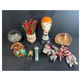 Collection of Vintage Sewing Items and Decorative Accessories