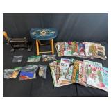 Mixed Estate Lot: Vintage Press, Hand-Painted Stool, Marbles, Collectible Magazines & Decorative Items