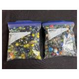 Lot of 2 Bags Assorted Vintage Glass Marbles