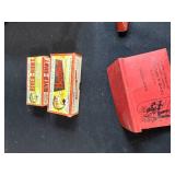 Vintage Fishing Tackle Box with Assorted Wooden Lures and Accessories