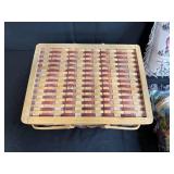 Vintage Woven Picnic Basket with 2 Souvenir Travel Throw Pillows