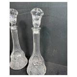 Assorted Vintage Glass Decanters, Ceramic Pitcher, and Syracuse/Sterling China Saucers