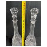 Assorted Vintage Glass Decanters, Ceramic Pitcher, and Syracuse/Sterling China Saucers