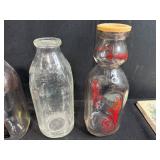 Vintage Dairy Bottles, Framed Needlework, and Old Cookbooks Collection