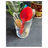 Vintage Utensil and Kitchen Tool Collection in Stoneware, Glass, and Tin Holders