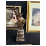 Eclectic Vintage and Collectible Decor Lot Including Cat Figurines, Game, and Artwork