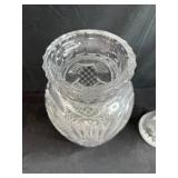 Set of 3 Cut Glass Vases with Floral and Geometric Patterns