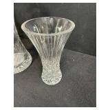 Set of 3 Cut Glass Vases with Floral and Geometric Patterns