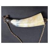 Collection of Antique Powder Horns and Brass Powder Flask