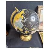 Vintage Decor Collection with Framed Art, Globes, and Americana Flags