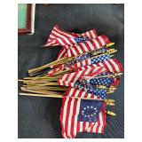 Vintage Decor Collection with Framed Art, Globes, and Americana Flags