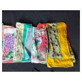 Collection of Vintage Silk Scarves with Leather and Suede Gloves