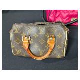 Collection of 3 Designer Handbags Including Betsey Johnson, Louis Vuitton (no tags or lining), and Crocodile Pattern Purse