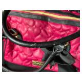 Collection of 3 Designer Handbags Including Betsey Johnson, Louis Vuitton (no tags or lining), and Crocodile Pattern Purse