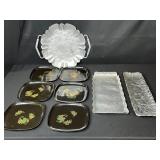 Assorted Vintage Metal and Decorative Plates and Trays Collection