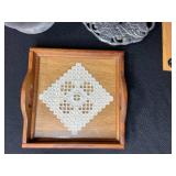 Mixed Kitchenware Collection with Cutting Boards, Serving Tray, and Metal Bowls