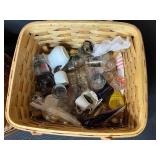 Set of 2 Woven Picnic Baskets with Assorted Glassware and Mugs