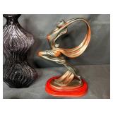 Pottery Vase w Bold Dip & Collection of Vintage Decorative Vases, Figurines, and Bowls